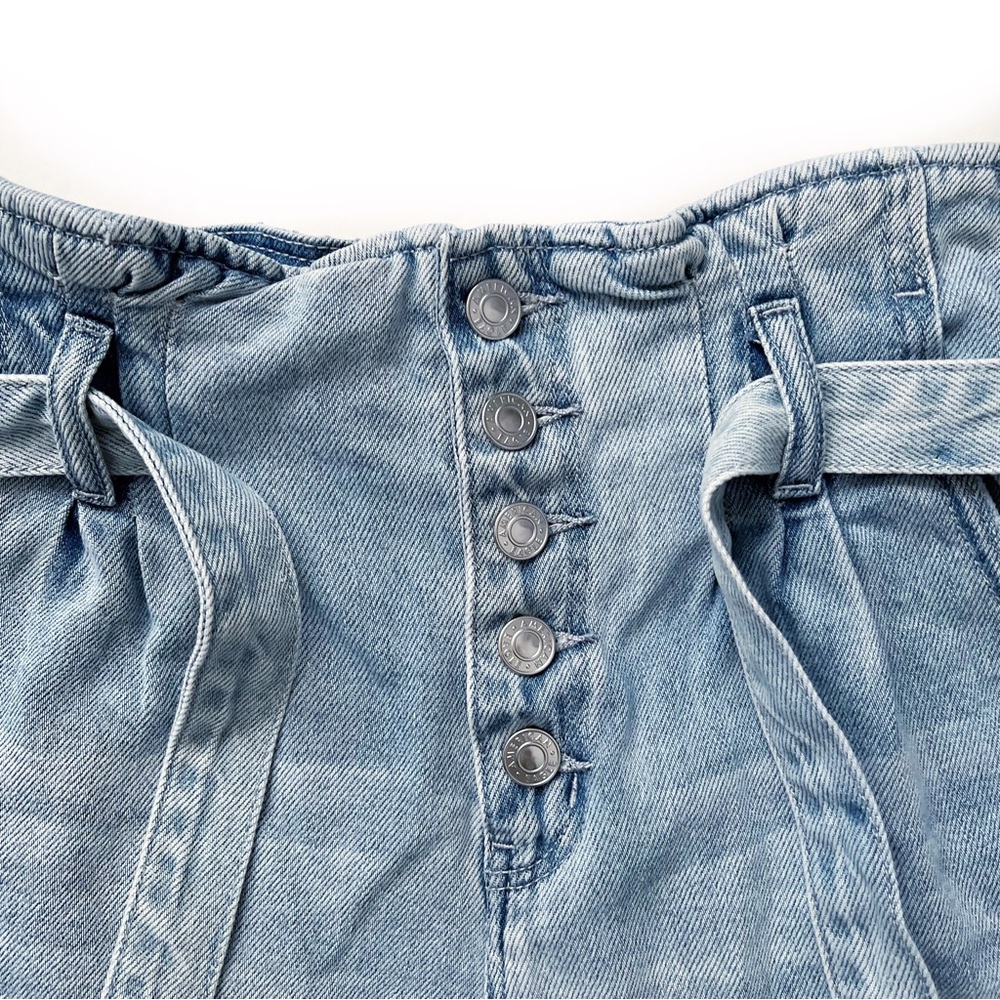American Eagle High Rise Paper Bag Waist Button Fly Cotton Denim Shorts … - Picture 8 of 12
